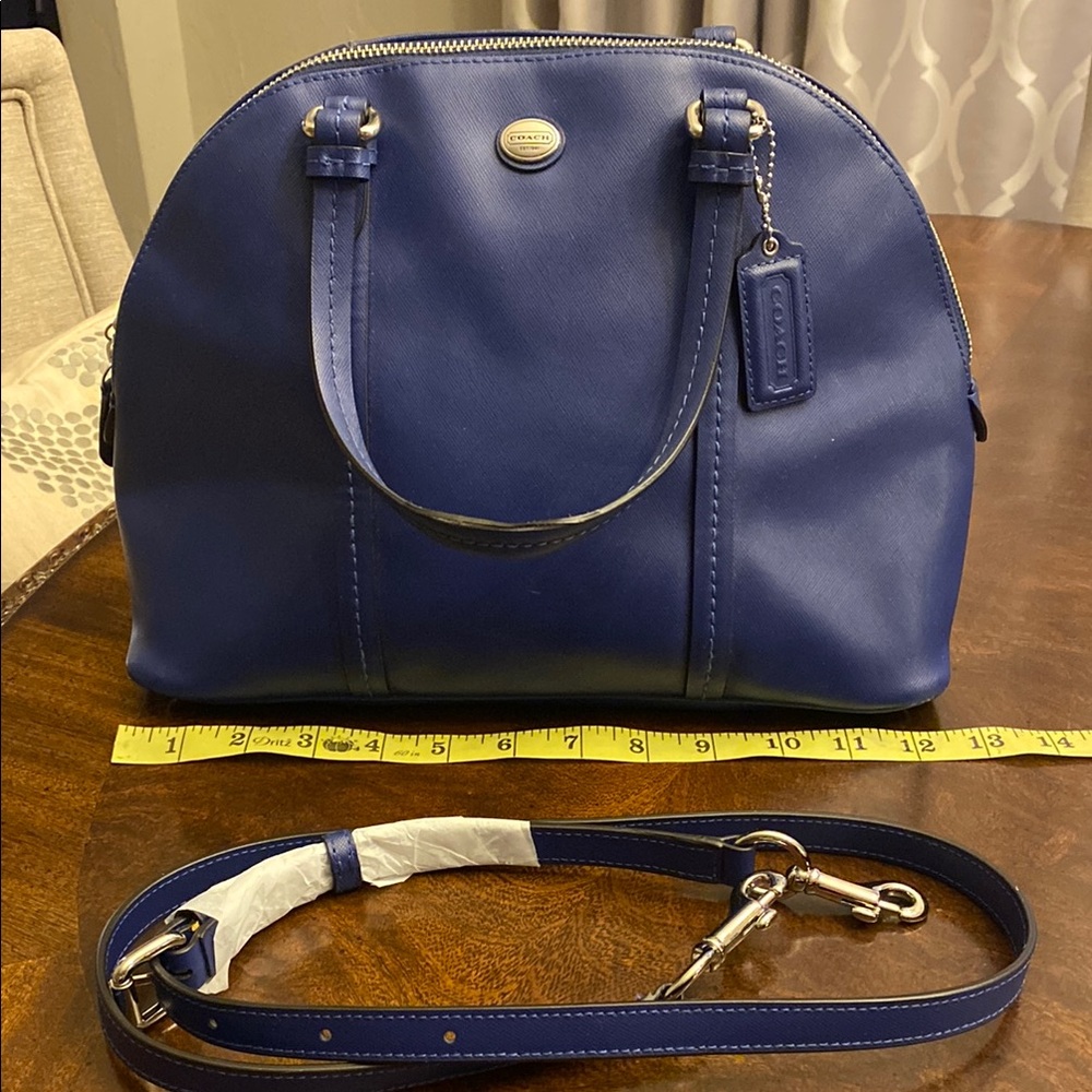 Coach Blue Satchel with Silver Hardware